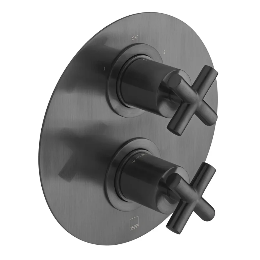 Vado Individual Dx Elements 2 Outlet, 2 Handle Concealed Thermostatic Valve Brushed Black product image - Image 1