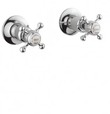 Crosswater Belgravia Crosshead Wall Stop Taps Chrome detail view - Image 2