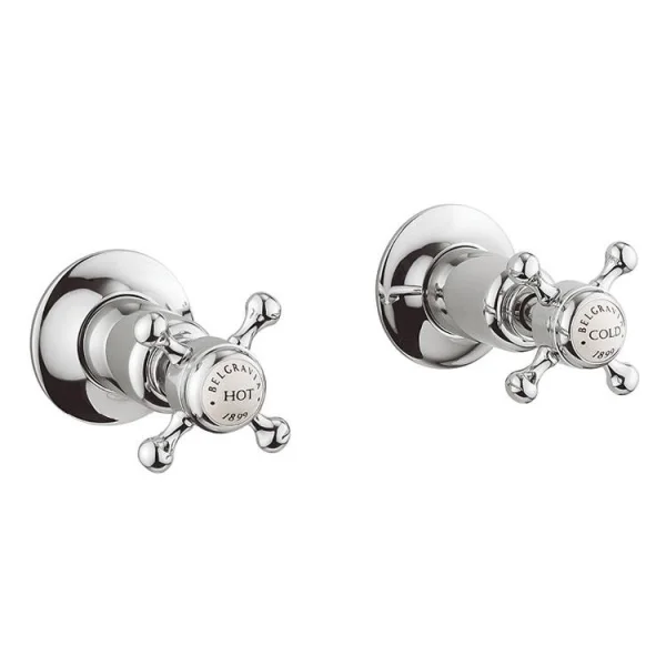 Crosswater Belgravia Crosshead Wall Stop Taps Chrome