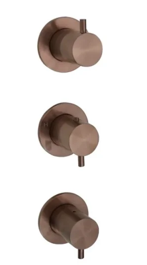 VOS Modular Thermostatic Concealed 2 Outlet Shower Valve, Vertical Brushed Bronze product image - Image 1