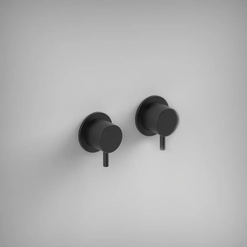 Ava Trend Hot & Cold Stop Valves W/ Flanges - Brushed Black product image - Image 1