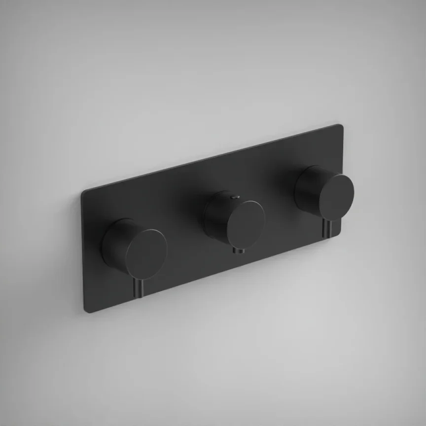 Ava Trend 4 Way 3 Handle Thermostat Valve W/backplate - Brushed Black product image - Image 1