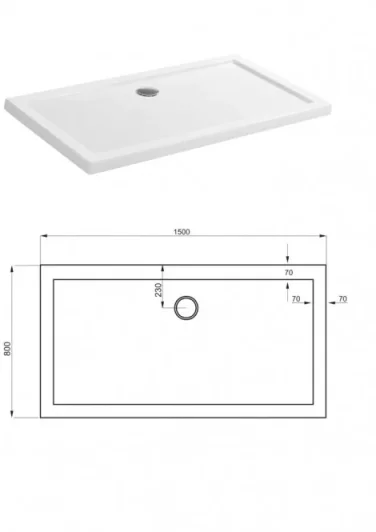 Crosswater Rectangular Shower Tray 800 X 1500 35mm product image - Image 1