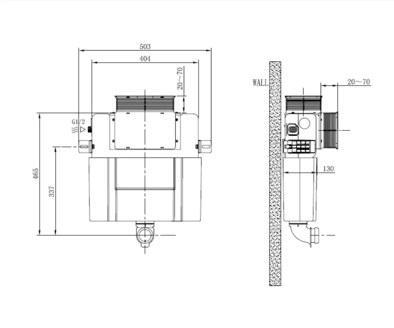 Crosswater 465 x 458mm Dual Flush Concealed Toilet Cistern detail view - Image 5