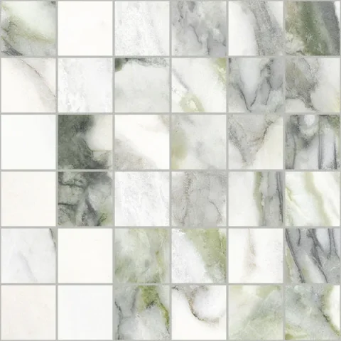 European Tiles Charmo Calacatta Green Mosaic 30 X 30cm Polished Wall Tile detail view - Image 4