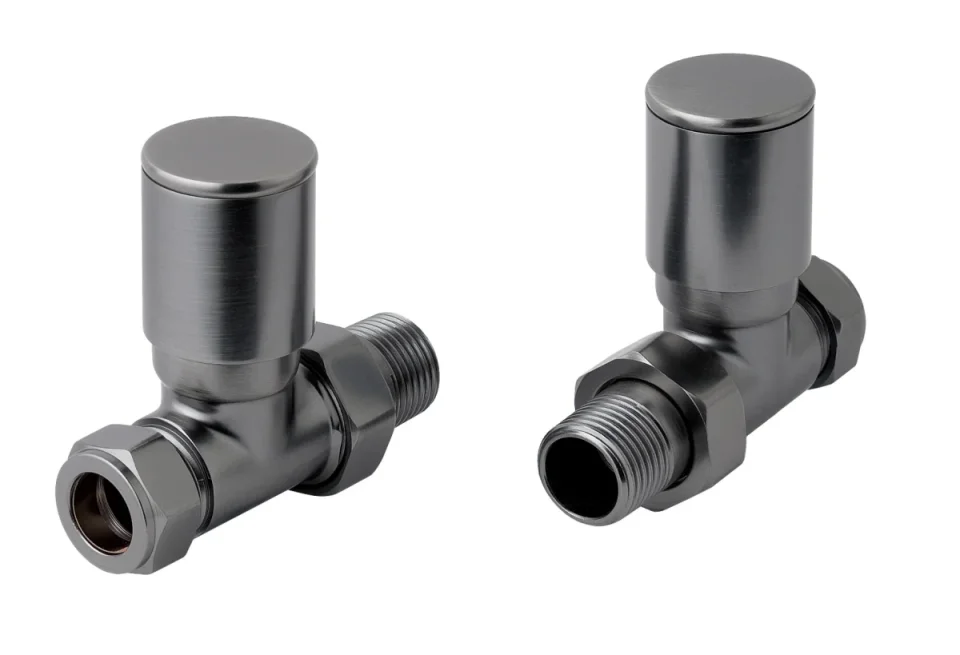 Just Taps Straight Radiator Valve Brushed Black product image - Image 1