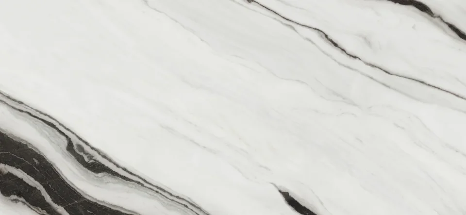 European Tiles Pietra PANDA White 6MM 120 X 260 Continuous Veiwing Rectified Polished Tile detail view - Image 6