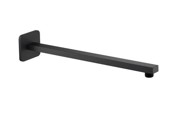 Just Taps Hix Square Shower Arm Matt Black 380mm