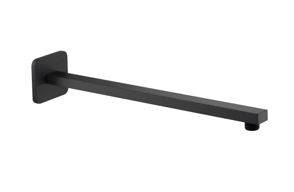 Just Taps Hix Square Shower Arm Matt Black 380mm product image - Image 1