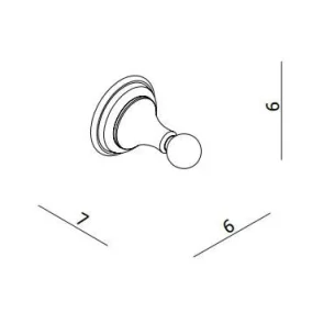 Crosswater Belgravia Single Robe Hook Chrome technical drawing - Image 3