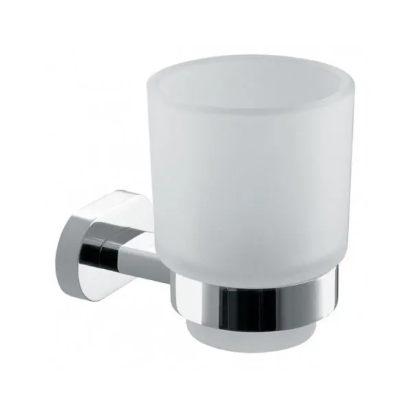 Vado Life Frosted Glass Tumbler And Holder Wall Mounted Chrome product image - Image 1