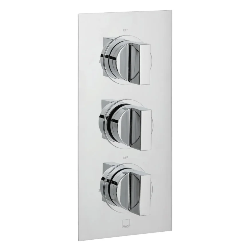 Vado Dx Notion 2 Outlet 3 Handle Concealed Thermostatic Valve Chrome product image - Image 1