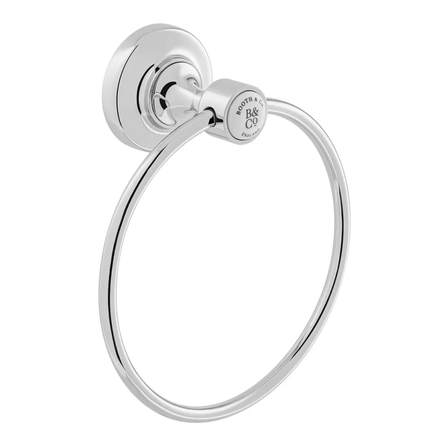 Booth & Co. Towel Ring Chrome & White product image - Image 1