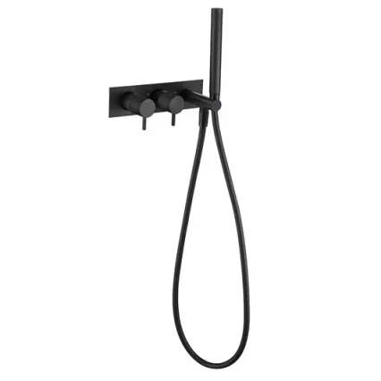 Just Taps Vos TherMatt 2 Outlet Shower Valve & Handset Matt Black
