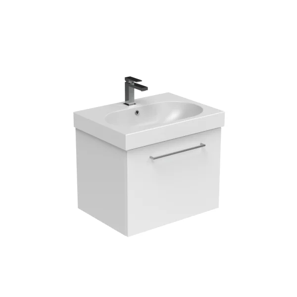 Saneux Austen 60cm 1 Drawer Wall Mounted Unit - Gloss White