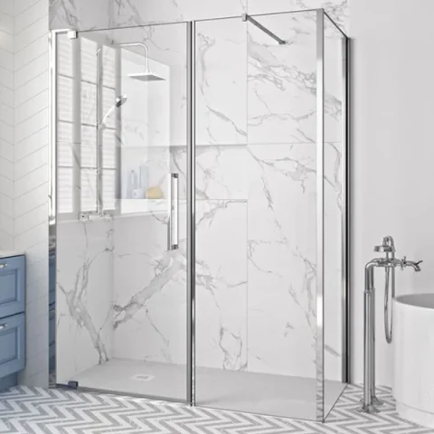 Merlyn 10 Series Pivot Door & Inline Panel 1200mm detail view - Image 3