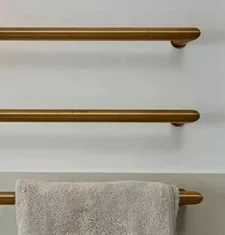 Thermosphere 12v Heated Towel Bar Double Round 632mm Polished Brass product image - Image 1