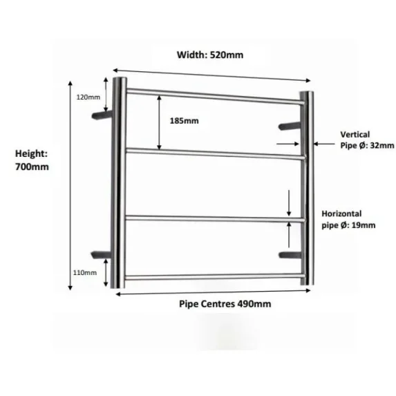Jis Rusper 700 X 520mm Radiator For Central Heating Satin Stainless Steel detail view - Image 3