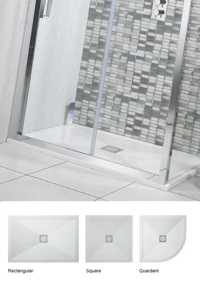 Crosswater Central Waste Offset Quadrant Left Hand 25mm Stone Resin Shower Tray 900 x 1200mm detail view - Image 2