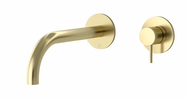 Just Taps Vos Single Lever W/m Basin Mixer Brushed Brass 200mm Slim Spout