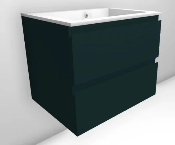 Faeber Mode 600mm 2 Drawer Basin Vanity Unit Ral 6004 Blue Green Matt product image - Image 1
