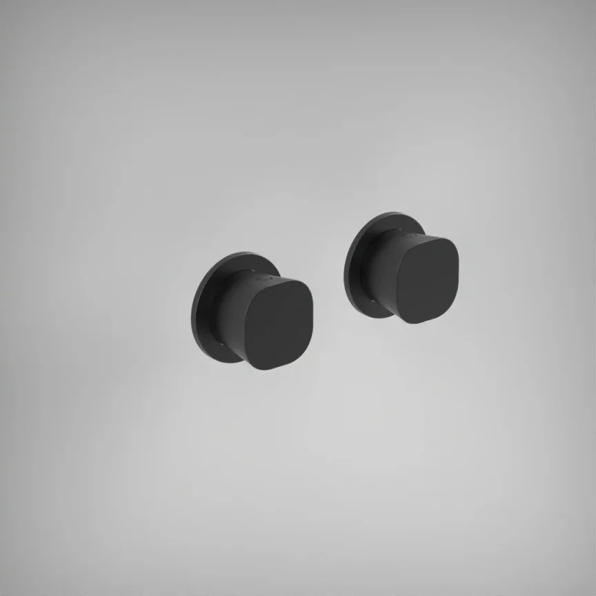 Ava Purity Hot & Cold Stop Valves W/ Flanges - Brushed Black product image - Image 1