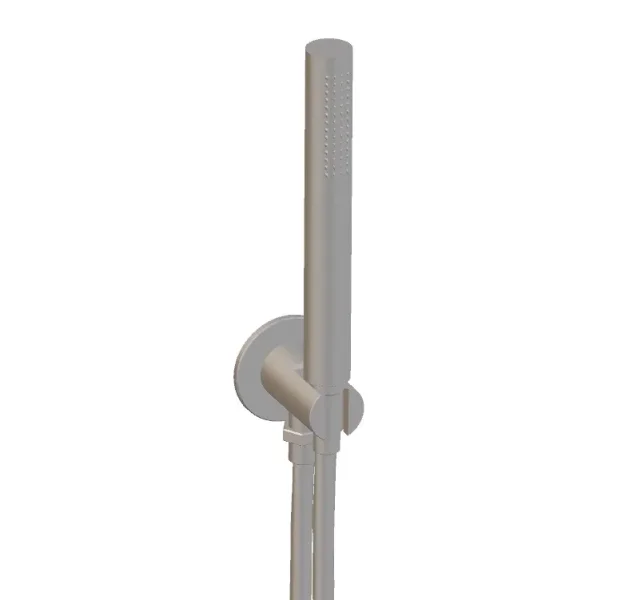 Ava Hand Shower Integrated Round Wall Outlet, Hose & Hand Shower - Brushed Stainless Steel detail view - Image 2