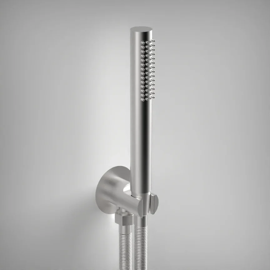 Ava Hand Shower Integrated Round Wall Outlet, Hose & Hand Shower - Brushed Stainless Steel product image - Image 1