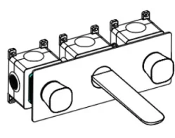 Ava Purity 3 Hole Wall Mounted Bath Mixer W/ Backplate - Polished Stainless Steel