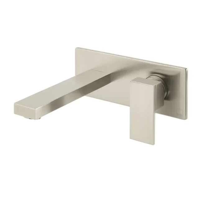 Vado Individual Notion Wall Mounted Single Lever Basin Mixer With Rectangular Backplate Brushed Nickel product image - Image 1