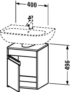 Duravit Kt Vanity Unit 360x400, 1dr R Graphite Matt