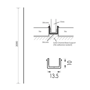 London Showers 2m Recessed Shower Glass Channel