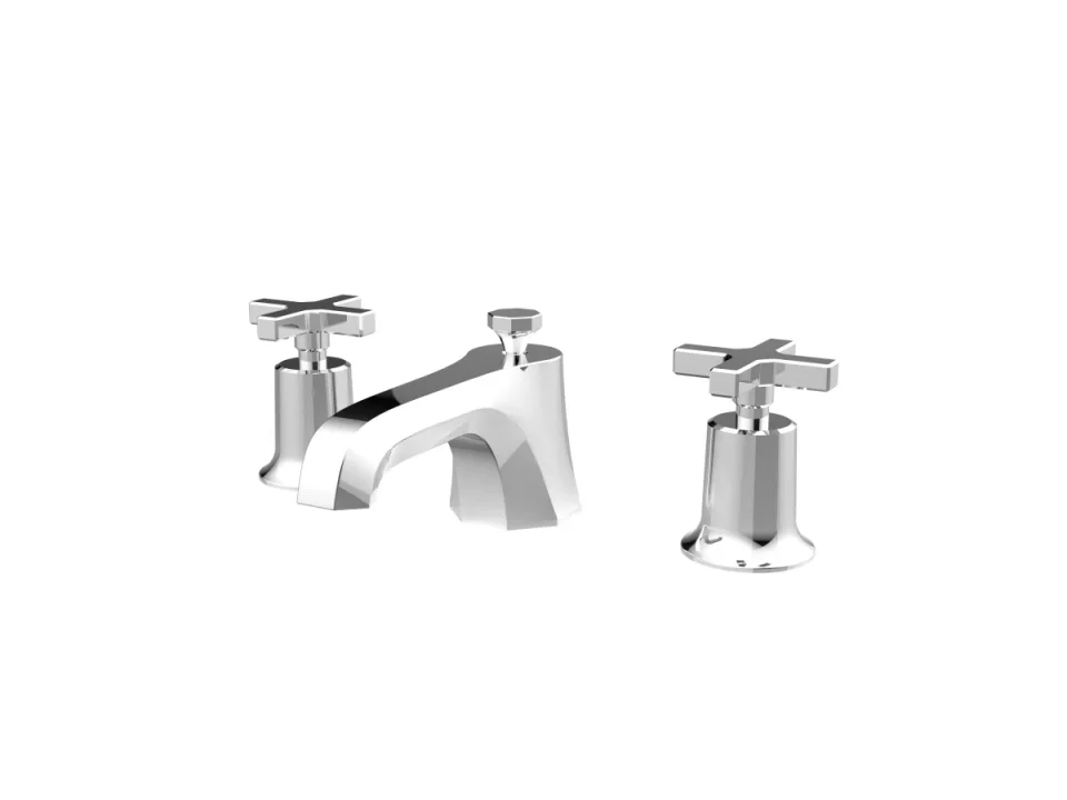 Saneux Cromwell 3 Piece Cross Handle Basin Mixer & Waste - Chrome product image - Image 1