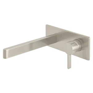 Vado Individual Edit Wall Mounted Single Lever Basin Mixer With Rectangular Backplate Brushed Nickel