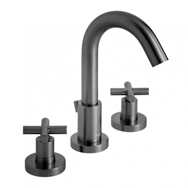 Vado Individual Elements 3 Hole Deck Mounted Basin Mixer With Pop-up Waste Brushed Black