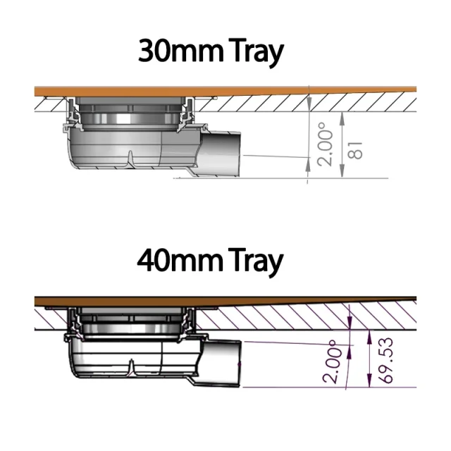Abacus Elements Horizontal Shower Waste technical drawing - Image 2