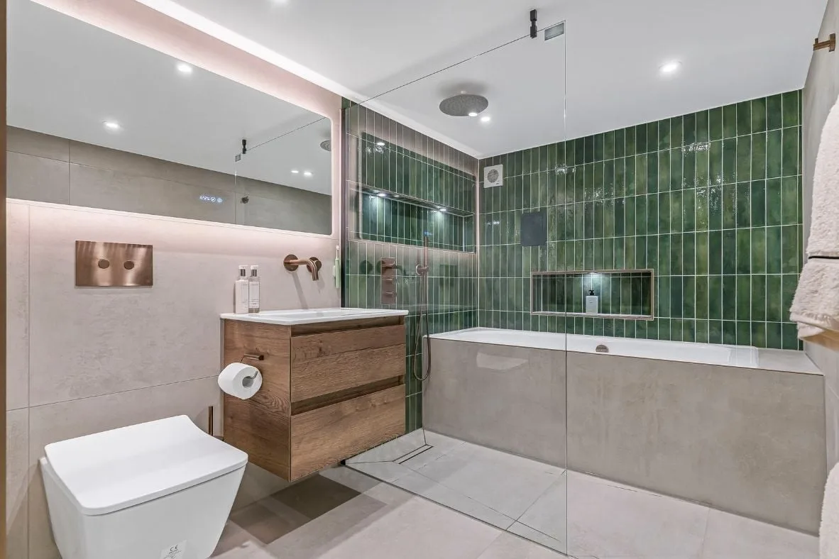 360° View - Contemporary Basement Bathroom Transformation